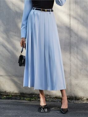 Commense Minimalist Pleated Skirt Without Belt L